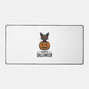 Halloween-Katze Süßer Kürbis Vintage Gruselig_1 Schreibtischunterlage