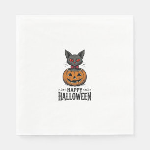 Halloween-Katze Süßer Kürbis Vintage Gruselig_1 Serviette