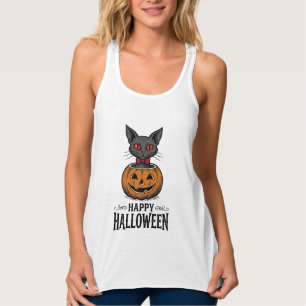 Halloween-Katze Süßer Kürbis Vintage Gruselig_1 Tank Top