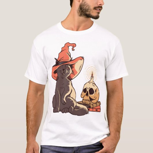 Halloween-Katze T-Shirt (Vorderseite)