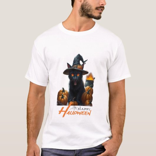 Halloween-Katze T-Shirt (Vorderseite)