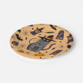 Halloween Katze und Elemente Pappteller (Schrägansicht)