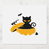 Halloween-Katze und Halloween-Kürbis Schaumweinetikett (Einzelnes Label)
