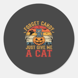 Halloween-Katze vergisst Süßigkeiten und gibt mir  Runder Aufkleber