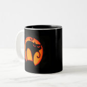 Halloween-Katze Zweifarbige Tasse (Vorderseite Links)