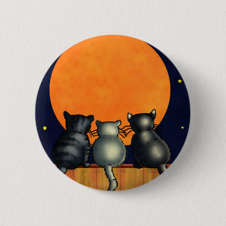 Halloween-Katzen beobachten den Mond - Vintage-Sti Button