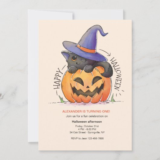 Halloween-Katzen-Einladung Einladung (Vorderseite)