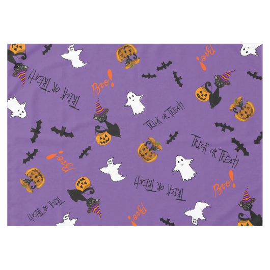 Halloween Katzen, Fledermäuse und Gespenster Cotto Tischdecke (Vorderseite (Horizontal))