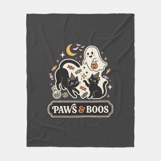 Halloween Katzen Geist Magie Fleecedecke (Vorderseite)