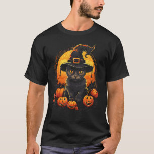 Halloween-Katzen-Hexen-Kostüm Lustig Gruselig T-Shirt