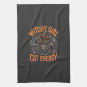 Halloween-Katzen-Hexen-Vibes Geschirrtuch (Vertikal)