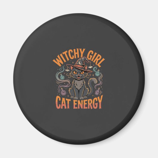 Halloween-Katzen-Hexen-Vibes Magnet (Vorne)