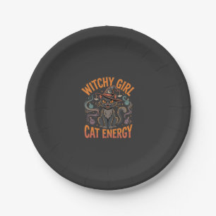 Halloween-Katzen-Hexen-Vibes Pappteller