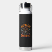 Halloween-Katzen-Hexen-Vibes Trinkflasche (Vorderseite)