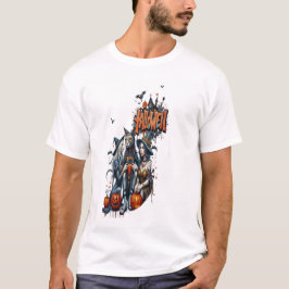 Halloween-Katzen-Horror-Kunst-Graffiti T-Shirt