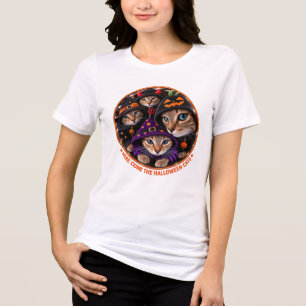 Halloween-Katzen in Hexenhüten Tri-Blend Shirt