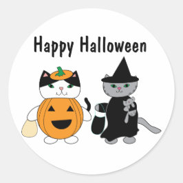 Halloween Katzen in Kostümen Runder Aufkleber