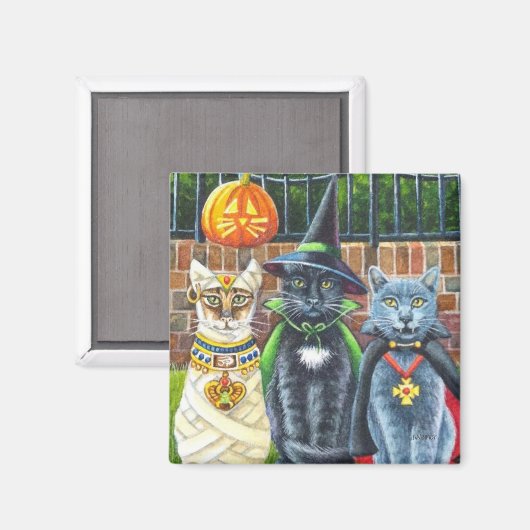 Halloween Katzen in Kostümkunst Magnet (Vorderseite/Rückseite)