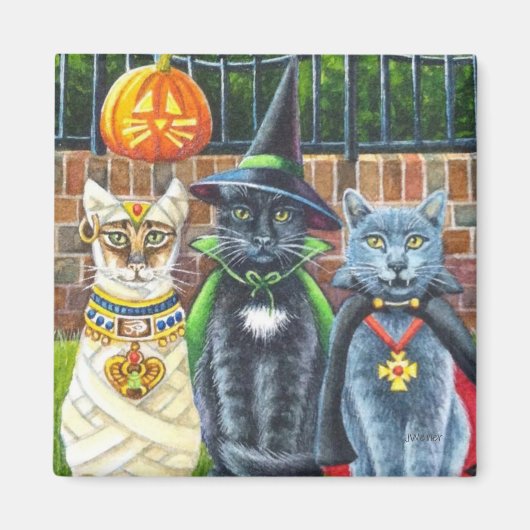 Halloween Katzen in Kostümkunst Magnet (Vorne)