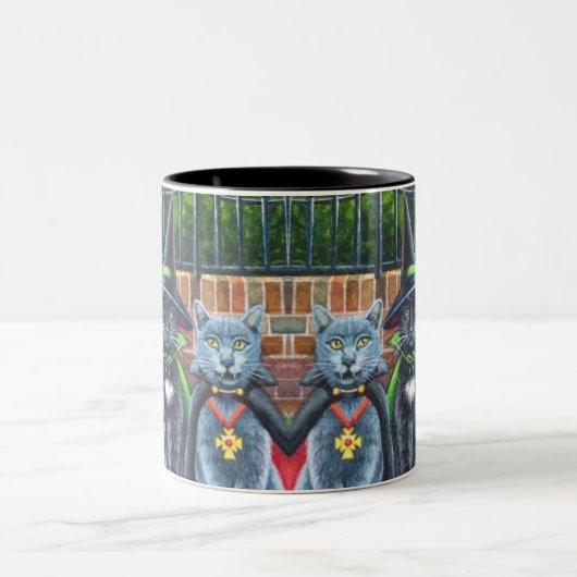 Halloween Katzen in Kostümkunst Zweifarbige Tasse (Mittel)
