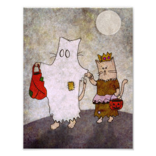 Halloween-Katzen-Kunst-Plakat Fotodruck