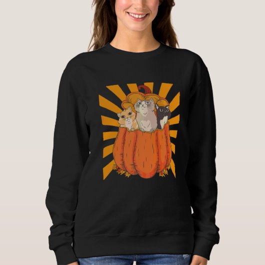 Halloween-Katzen-Kürbis-Kätzchen Sweatshirt (Vorderseite)