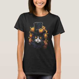 Halloween-Katzen-Kürbis-Kostüm Lustiger Smoking-Ka T-Shirt