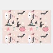 Halloween Katzen, Kürbis und Fledermäuse Geschenkpapier Set (Vorderseite)