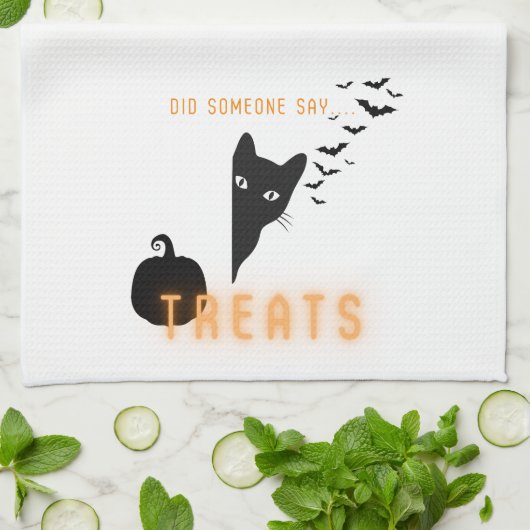 Halloween Katzen Leckerlis Geschirrtuch (Gefaltet)