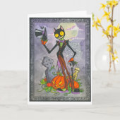 "Halloween-Katzen-" leere Karte (Gelbe Blume)