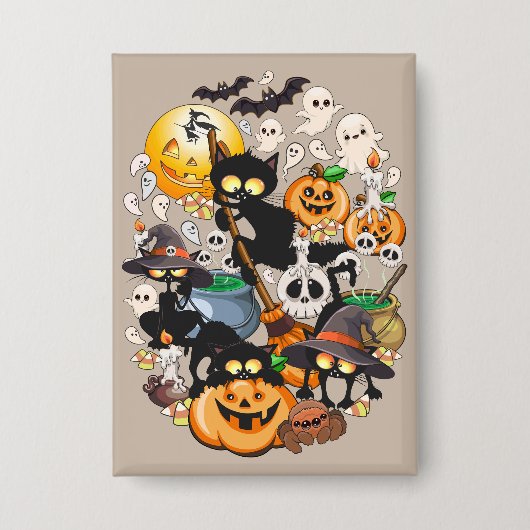 Halloween Katzen Lustige Party Button (Vorderseite)