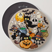 Halloween Katzen Lustige Party Button (Vorne & Hinten)