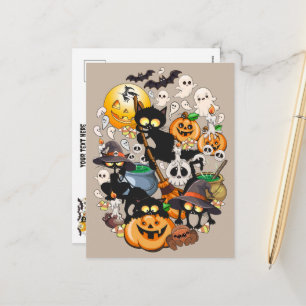 Halloween Katzen Lustige Party Feiertagspostkarte