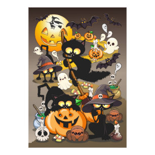 Halloween Katzen Lustige Party Fotodruck