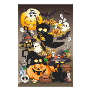 Halloween Katzen Lustige Party Fotodruck