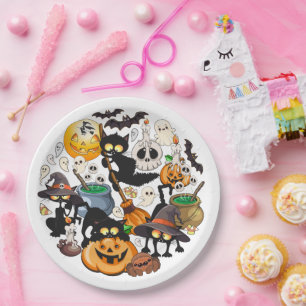 Halloween-Katzen Lustige Party Pappteller
