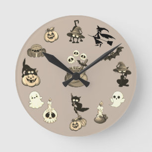 Halloween-Katzen Lustige Party Runde Wanduhr