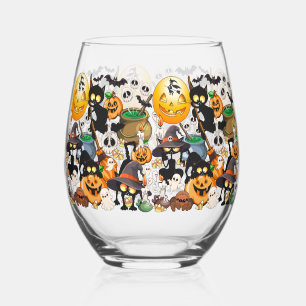 Halloween Katzen Lustige Party Weinglas Ohne Stiel