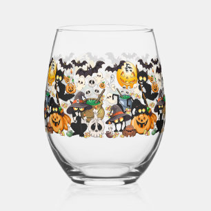Halloween Katzen Lustige Party Weinglas Ohne Stiel