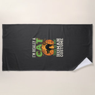 Halloween-Katzen-Mensch-Kostüm Lustiges Design Strandtuch