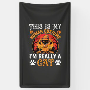 Halloween-Katzen-Mensch-Kostüm Vintage-Grafik Banner