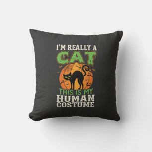 Halloween-Katzen-Menschen-Kostüm Lustiges Design Kissen