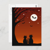 Halloween-Katzen mit Blick auf den Mond Postkarte (Vorne/Hinten)