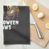 Halloween-Katzen-Mond-Mischief Geschirrtuch (Viertel Falte)
