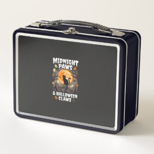 Halloween-Katzen-Mond-Mischief Metall Brotdose