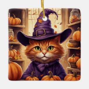 Halloween-Katzen-Ornament Keramikornament