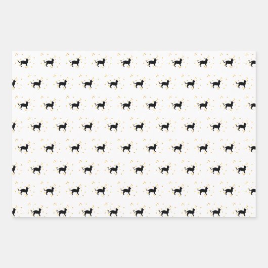 Halloween Katzen, Pflaumen und Blume Geschenkpapier Set (Vorderseite)