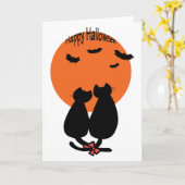 Halloween-Katzen Romance Karte (Gelbe Blume)