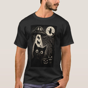 Halloween-Katzen-Selfie Gruseliger Alien-Entführun T-Shirt