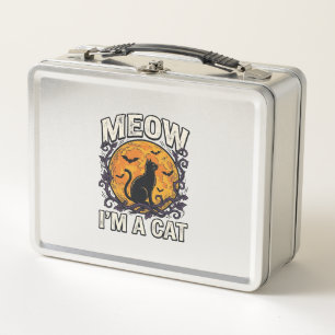 Halloween-Katzen-Shirt Meow Ich Bin Eine Katze Vin Metall Brotdose